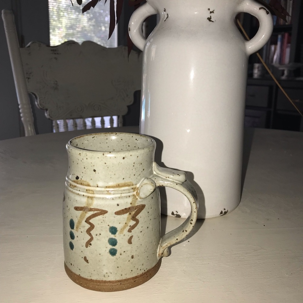 Vintage Stoneware Boho Mug with Thumb Rest